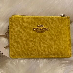 Coach Vibrant Yellow Card Wallet/Keychain F52494 LIYLW